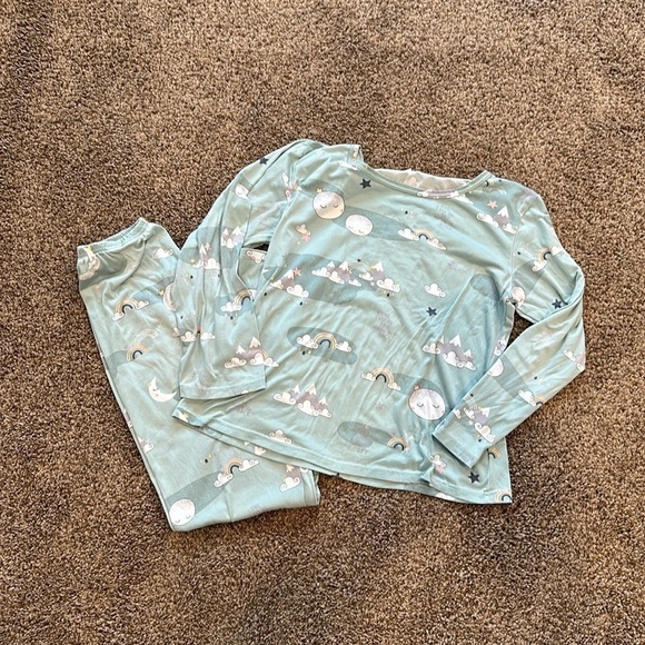Womens/juniors pajama set long sleeve pants mountains clouds XS - Picture 1 of 8